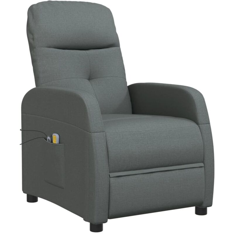 

Sillón de masaje eléctrico y reclinable de tela gris oscuro - Gris - Vidaxl