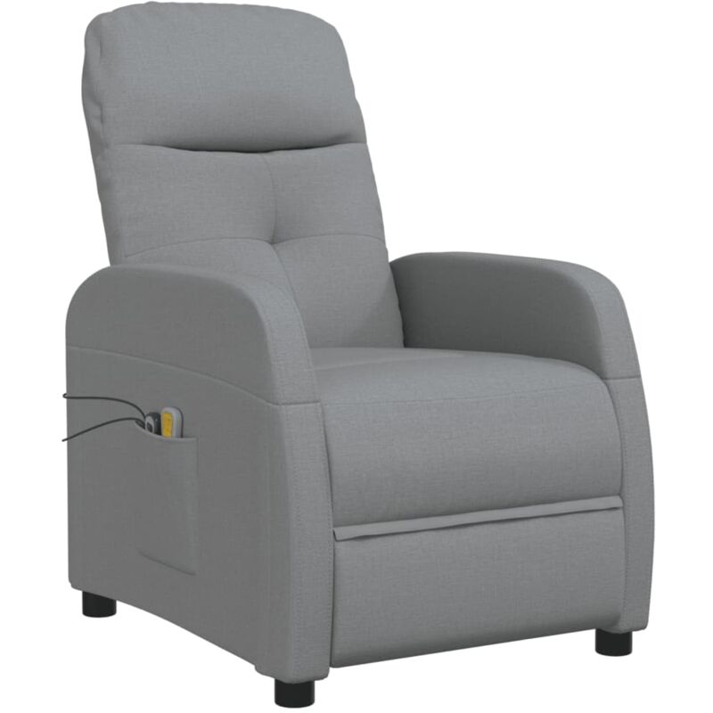 

Sillón de masaje eléctrico y reclinable de tela gris claro - Gris - Vidaxl