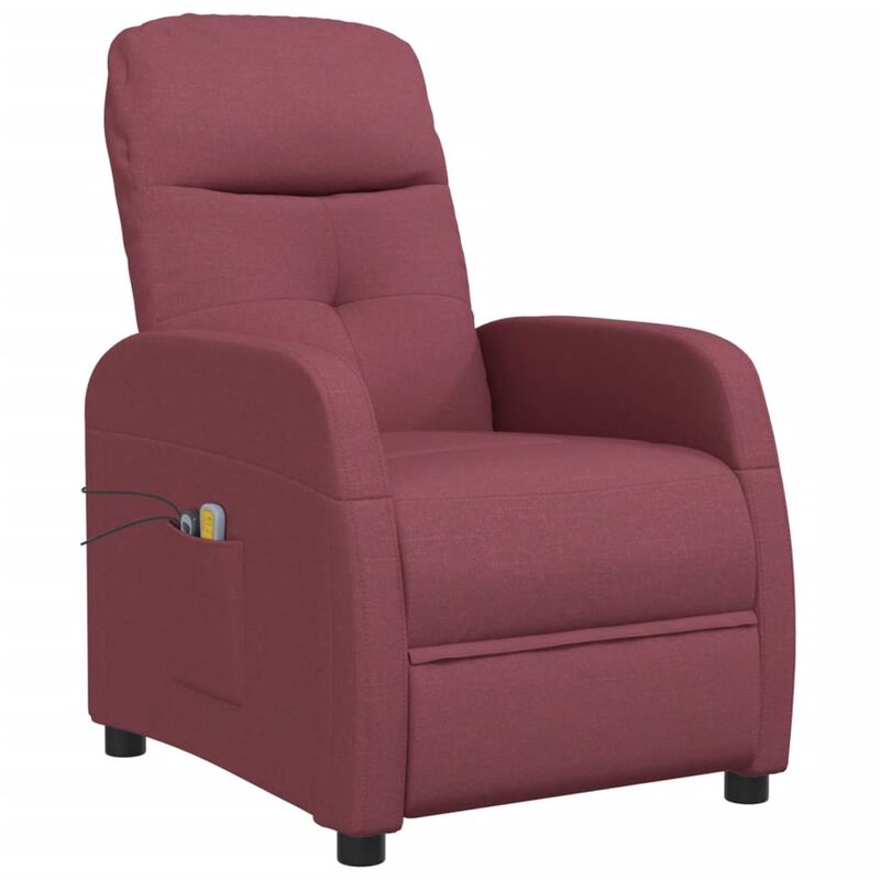 

Sillón de masaje eléctrico y reclinable de tela rojo tinto - Rojo - Vidaxl