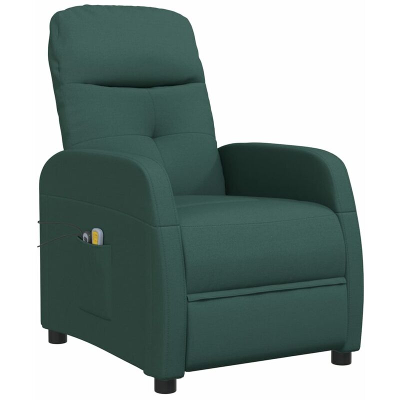 

Sillón de masaje eléctrico y reclinable de tela verde oscuro - Verde - Vidaxl