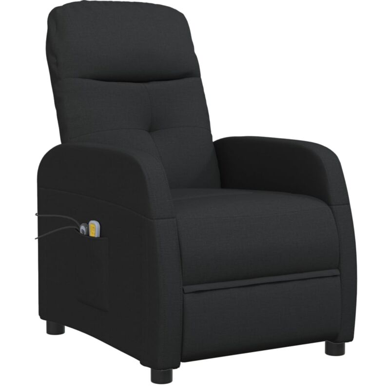 

Sillón de masaje eléctrico y reclinable de tela negra - Negro - Vidaxl