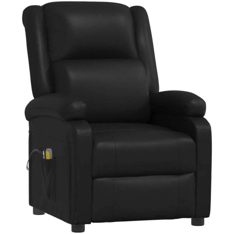 

vidaXL Sillón de masaje eléctrico reclinable piel sintético negro - Negro