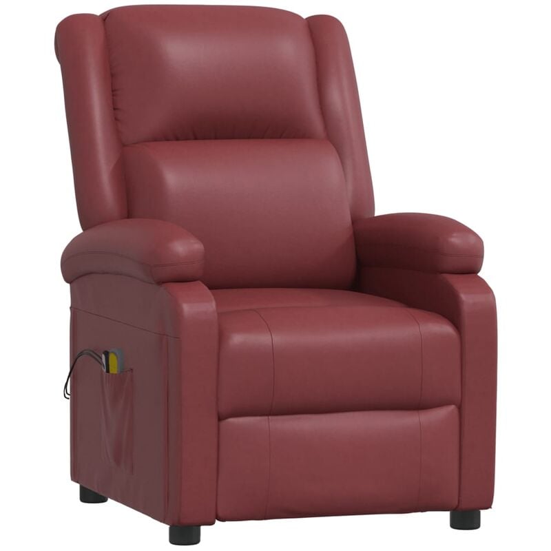 

Sillón de masaje eléctrico reclinable piel sintética rojo tinto - Rojo - Vidaxl