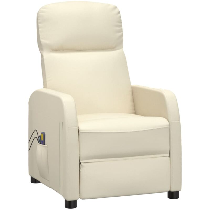 

Sillón de masaje eléctrico reclinable de sintético piel crema - Blanco - Vidaxl