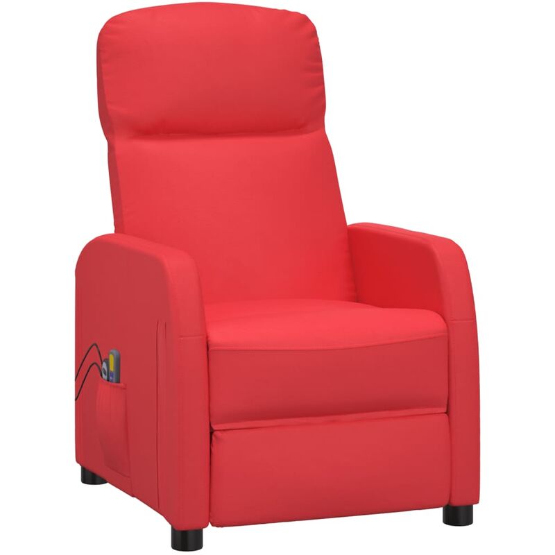 

Sillón de masaje eléctrico reclinable de sintético piel rojo tinto - Rojo - Vidaxl