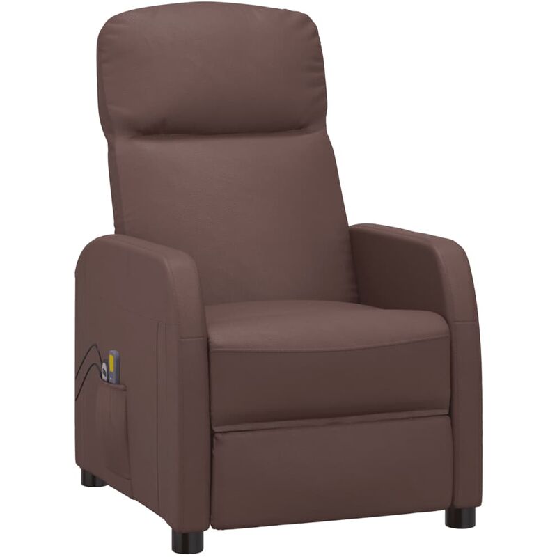 

Sillón de masaje eléctrico reclinable de sintético cuero marrón - Marrón - Vidaxl