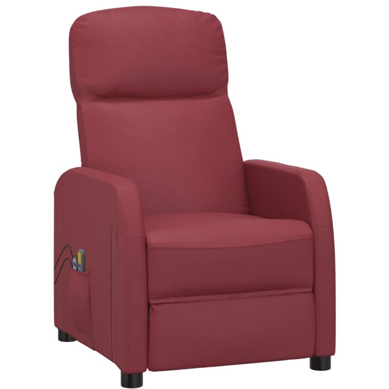 

Sillón de masaje eléctrico reclinable de sintético piel rojo tinto - Rojo - Vidaxl