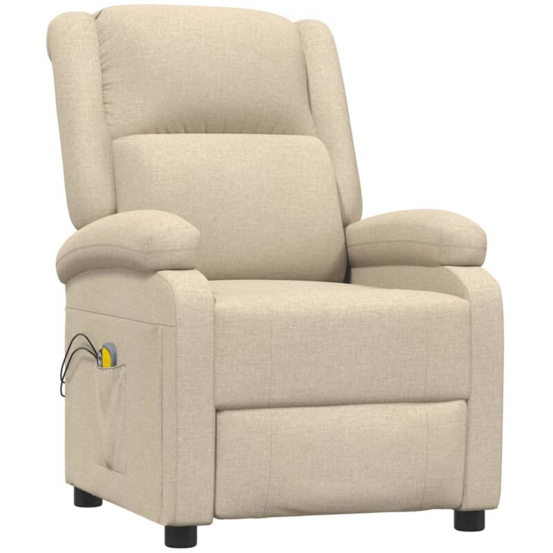 

Sillón de masaje eléctrico y reclinable tela color crema - Crema - Vidaxl