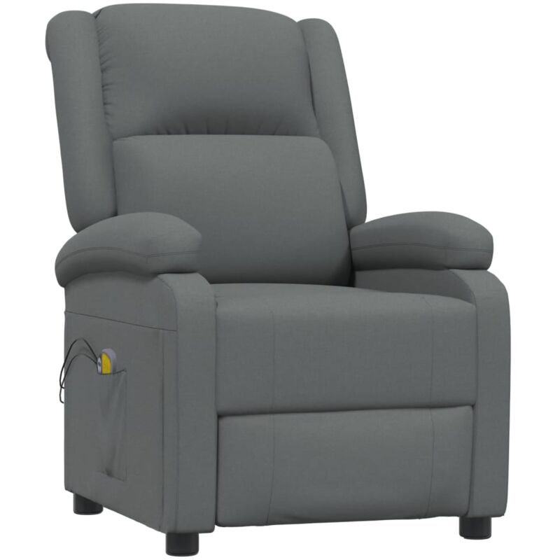 

vidaXL Sillón de masaje eléctrico de tela gris oscuro - Gris