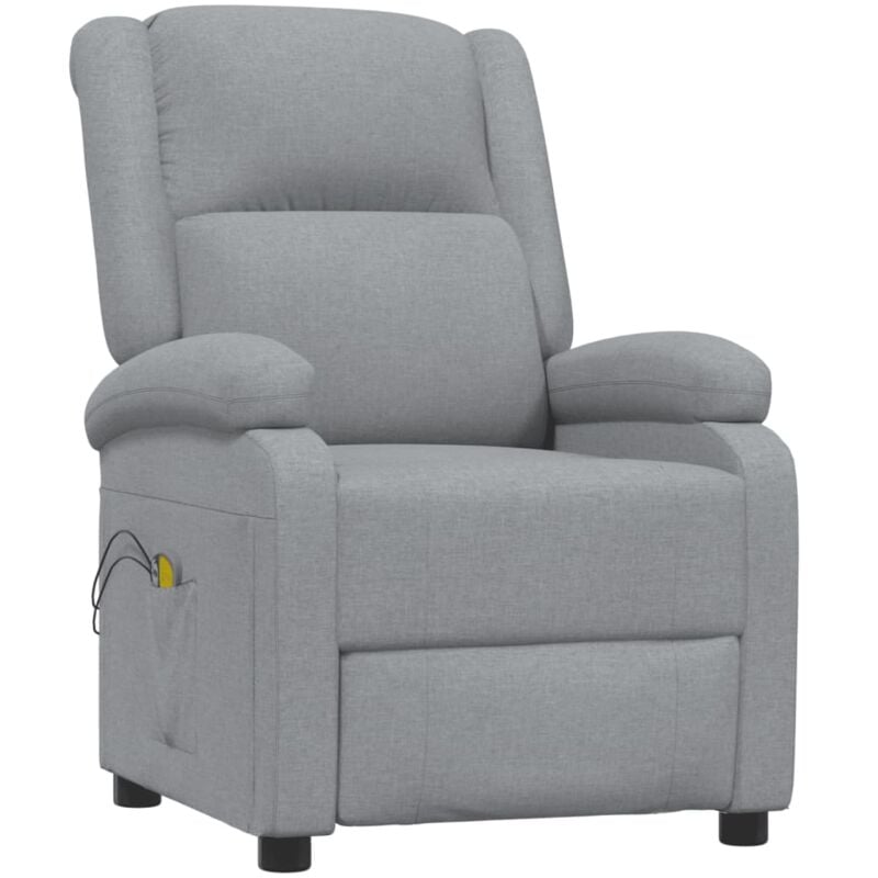 

vidaXL Sillón de masaje eléctrico y reclinable tela gris claro - Gris