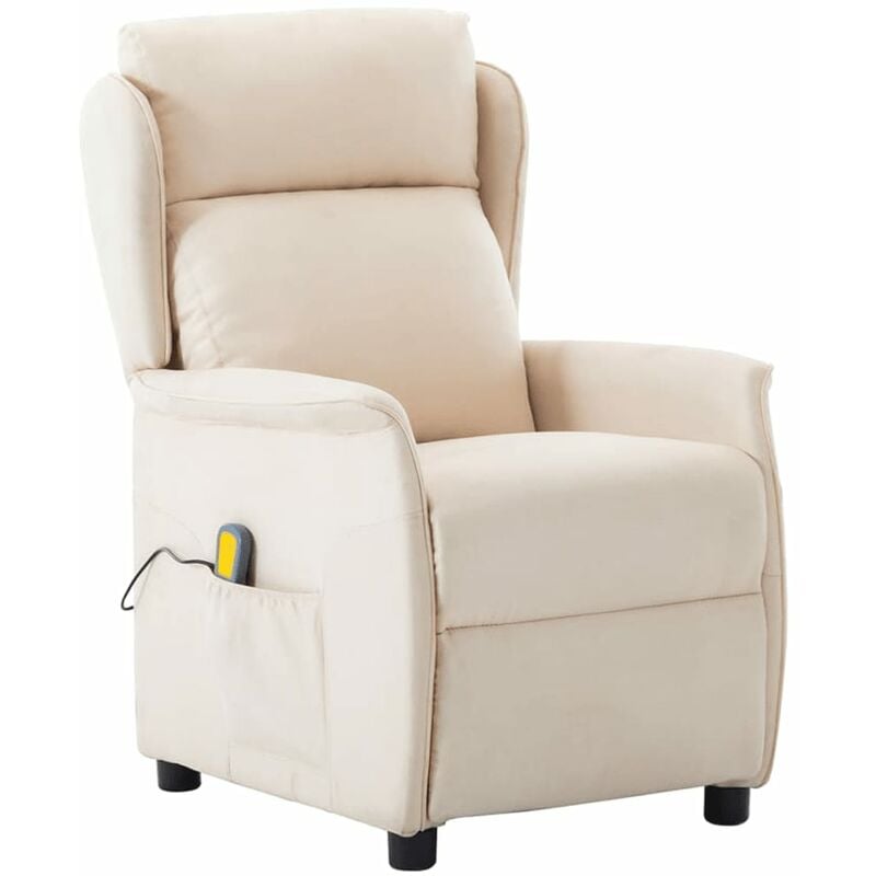 

Sillón de masaje eléctrico y reclinable de tela crema - Crema - Vidaxl