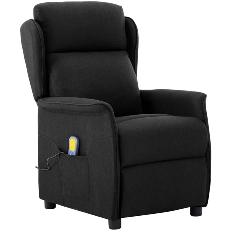 

Sillón de masaje eléctrico y reclinable de tela negra - Negro - Vidaxl