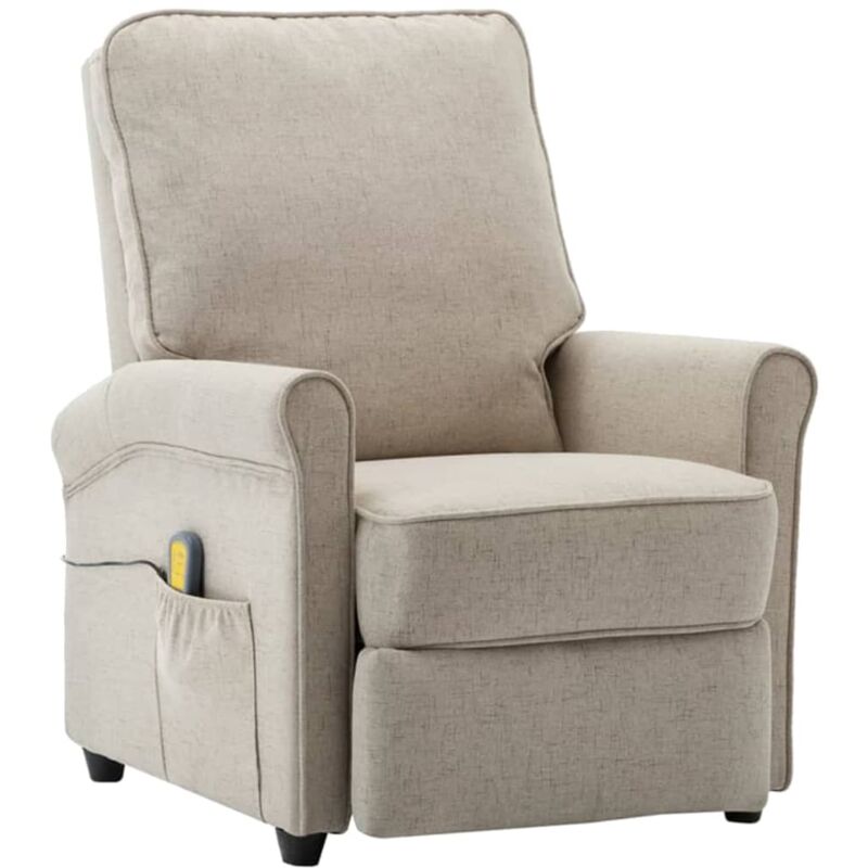 

Sillón de masaje eléctrico de reclinable tela color crema - Crema - Vidaxl