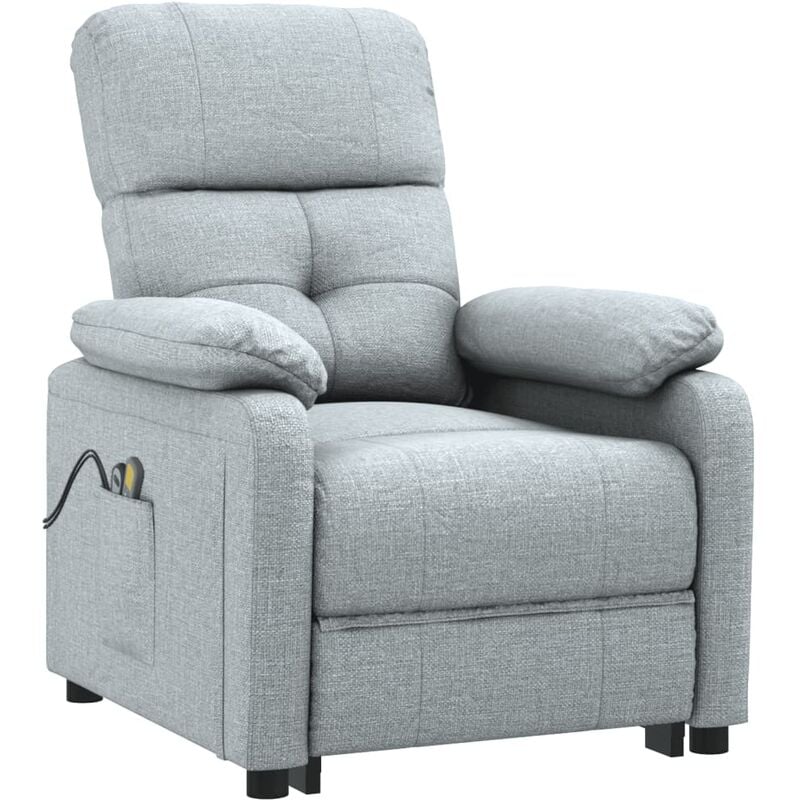 

vidaXL Sillón de masaje eléctrico y reclinable tela gris claro - Gris