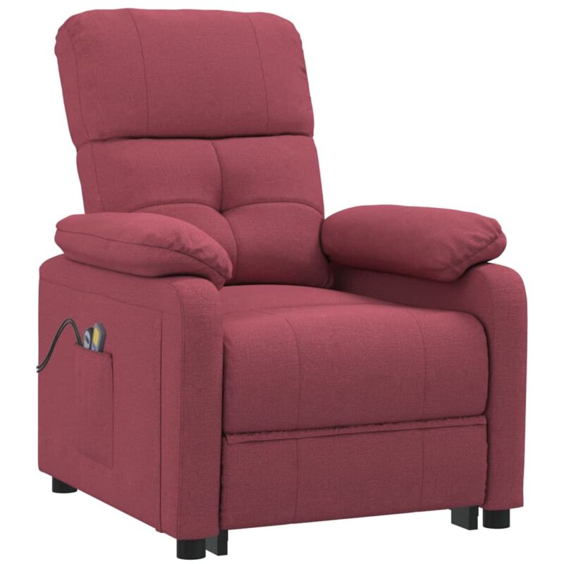 

Sillón de masaje eléctrico y reclinable tela rojo vino tinto - Rojo - Vidaxl
