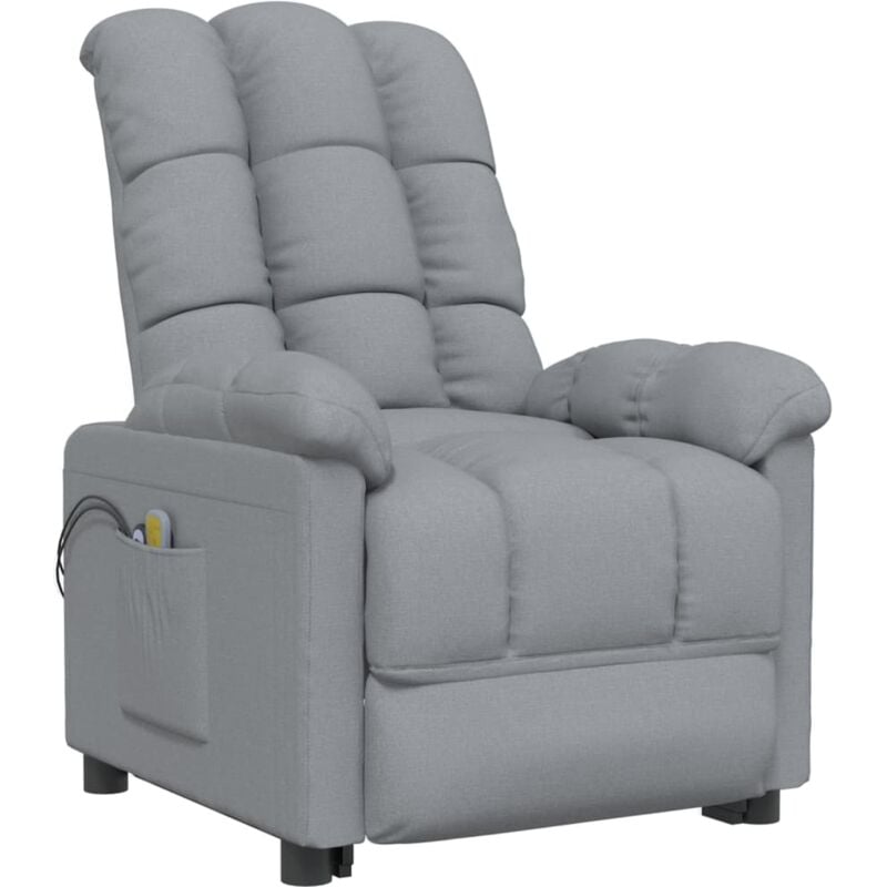 

Sillón de masaje eléctrico y reclinable tela gris claro - Gris - Vidaxl