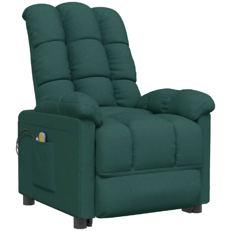 

Sillón de masaje eléctrico y reclinable tela verde oscuro - Verde - Vidaxl