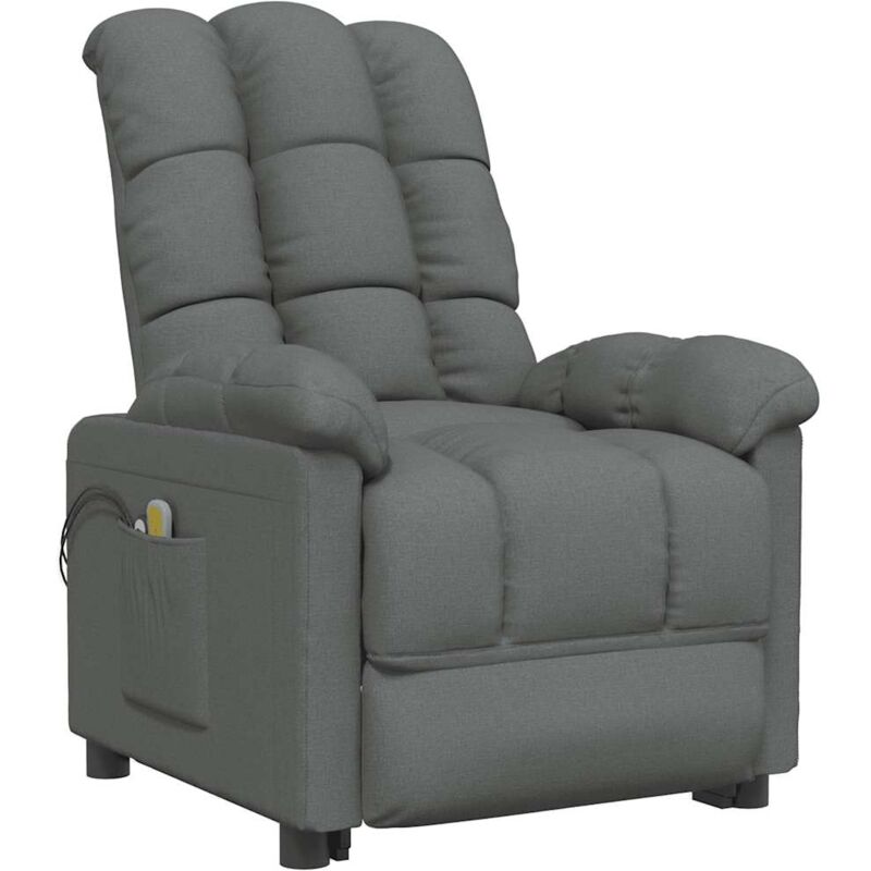 

Sillón de masaje eléctrico y reclinable tela gris oscuro - Gris - Vidaxl