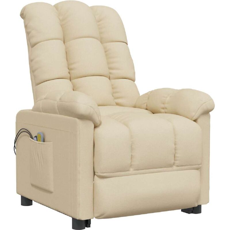 

Sillón de masaje eléctrico y reclinable tela crema - Crema - Vidaxl