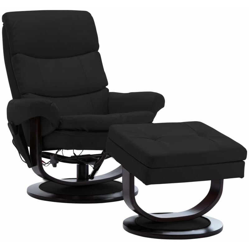 

Madera Curvada Sillón Reclinable de Masaje Cuero Sintético Negro - Negro - Vidaxl