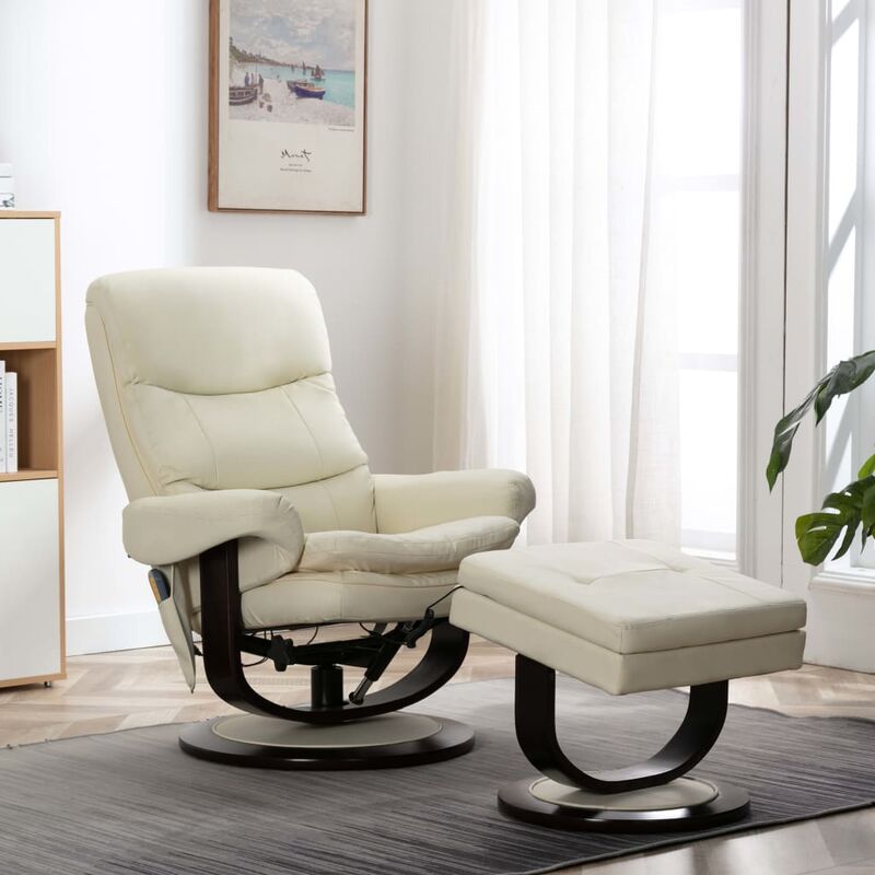 

Madera Curvada Sillón Reclinable de Masaje Cuero Sintético Blanco - Blanco - Vidaxl