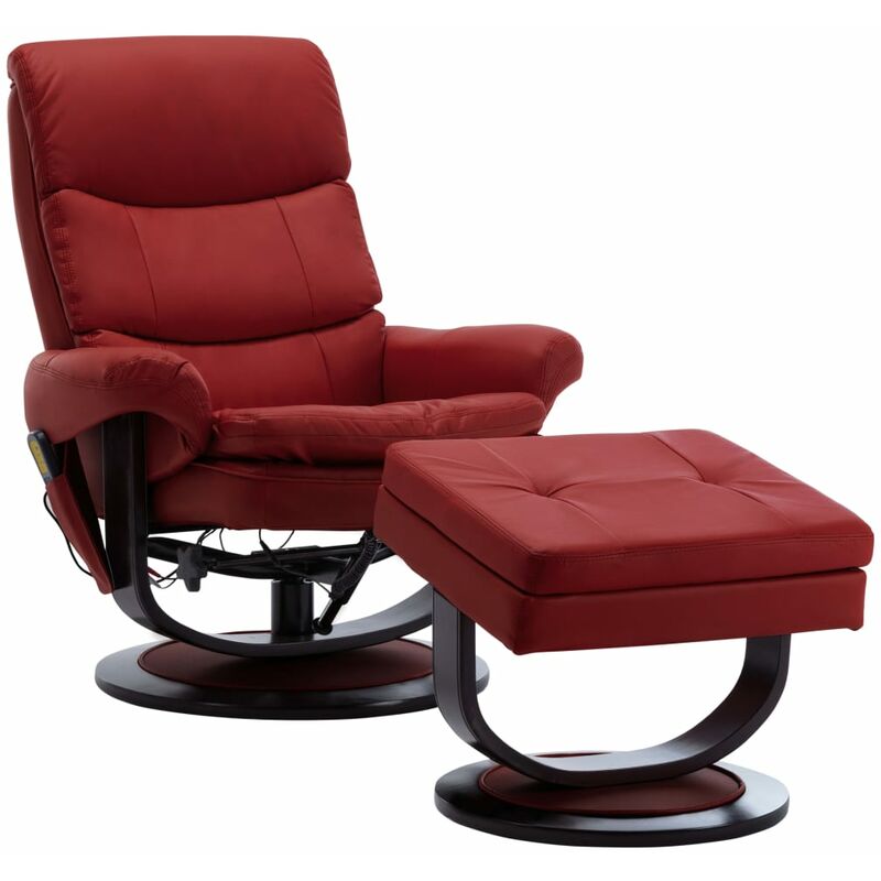 

Madera Curvada Sillón Reclinable de Masaje Cuero Sintético Vino Tinto - Rojo - Vidaxl