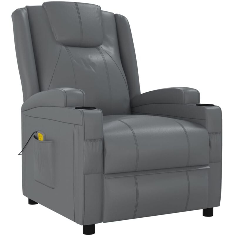 

Sillón de Masaje Reclinable de Cuero Sintético Gris Antracita - Antracita - Vidaxl