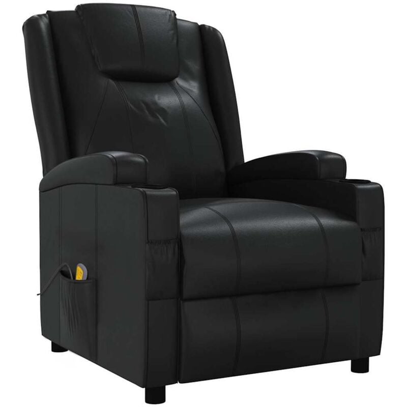 

Sillón de Masaje Reclinable de Cuero Sintético Negro - Negro - Vidaxl