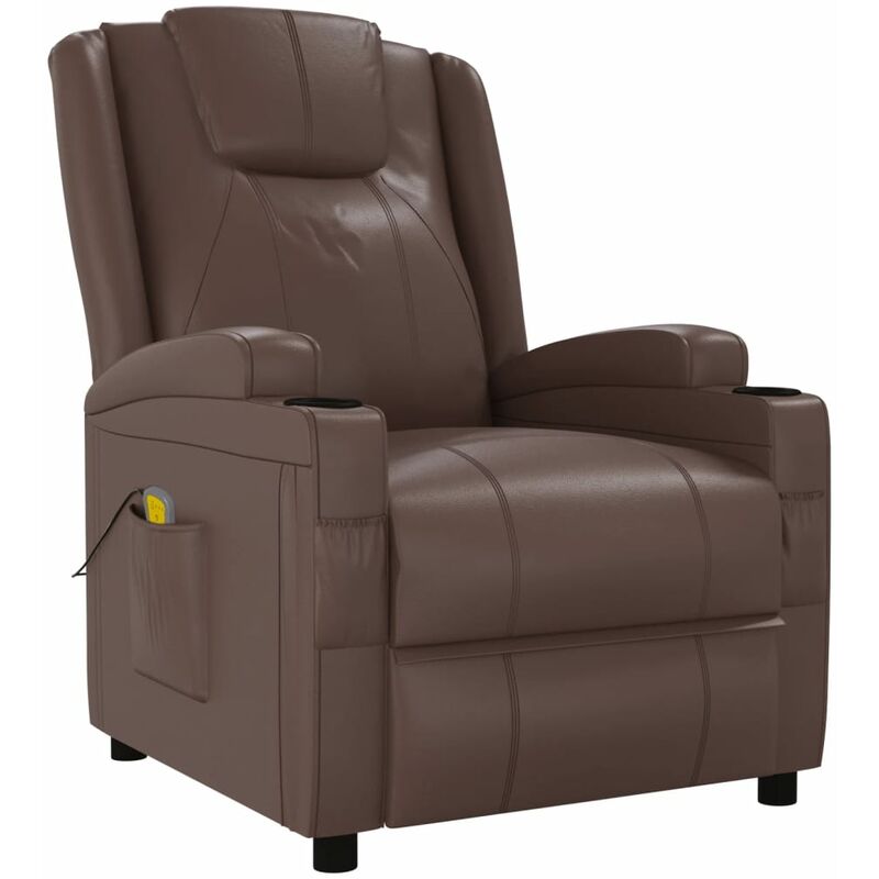

Sillón de Masaje Reclinable de Cuero Sintético Marrón - Marrón - Vidaxl