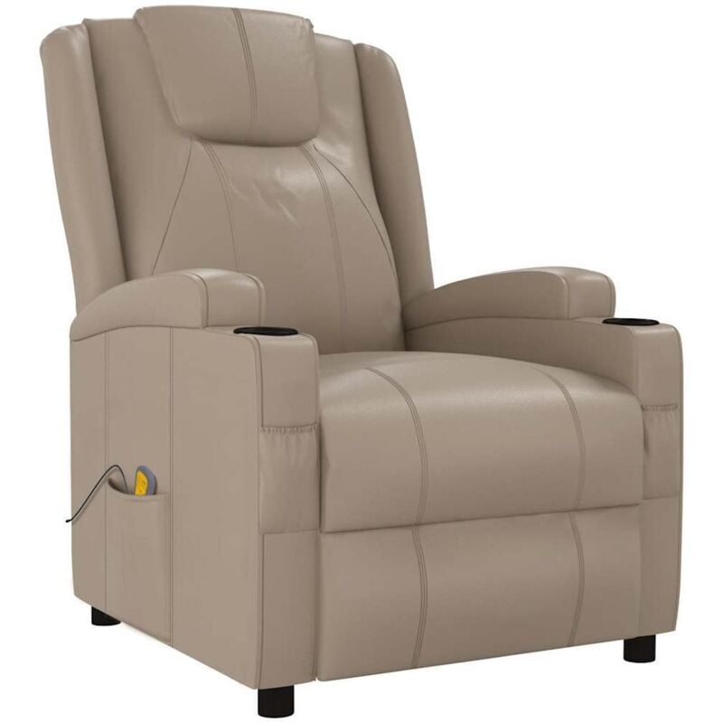 

Sillón de Masaje Reclinable de Cuero Sintético Color Capuchino - Marrón - Vidaxl