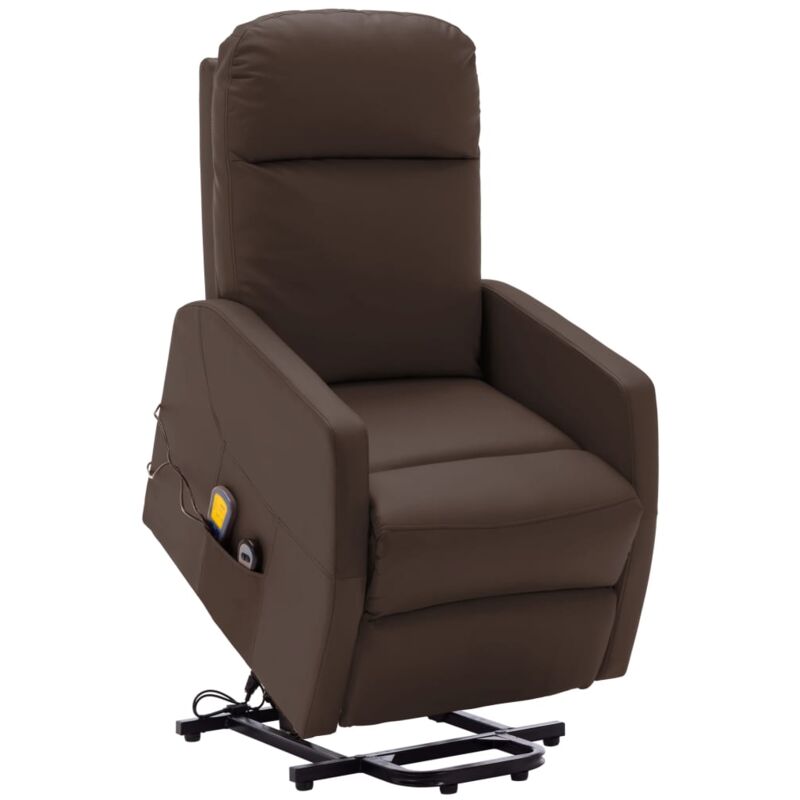 

vidaXL Sillón de Masaje Reclinable de Cuero Sintético Marrón - Marrón