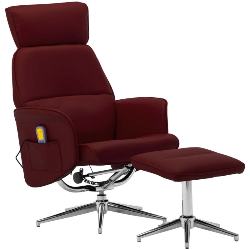 

Sillón Reclinable con Reposapiés Cuero Sintético Color Vino - Rojo - Vidaxl