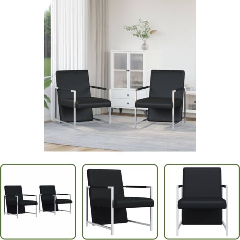 vidaXL Sillón de relax -  Sillones 2 unidades estructura cromada cuero sintético negro