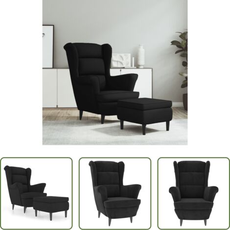 vidaXL Sillón de trabajo -  Sillón orejero y taburete de terciopelo azul