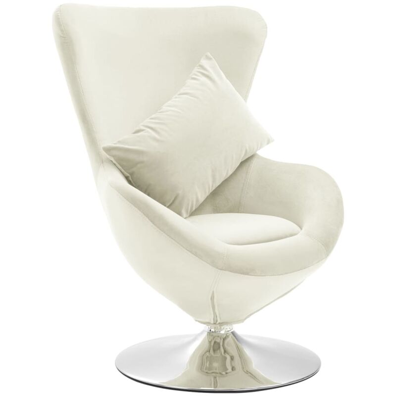

Vidaxl - Sillón egg giratorio de terciopelo con cojín color crema - Crema