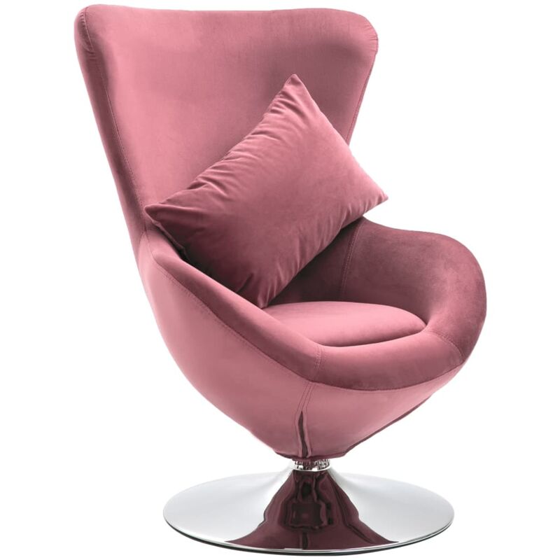 

Sillón egg giratorio de terciopelo con cojín rosa - Rosa - Vidaxl