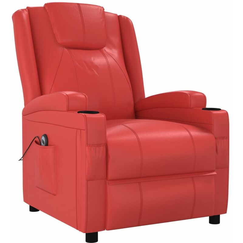 

Sillón eléctrico reclinable de cuero sintético rojo - Rojo - Vidaxl
