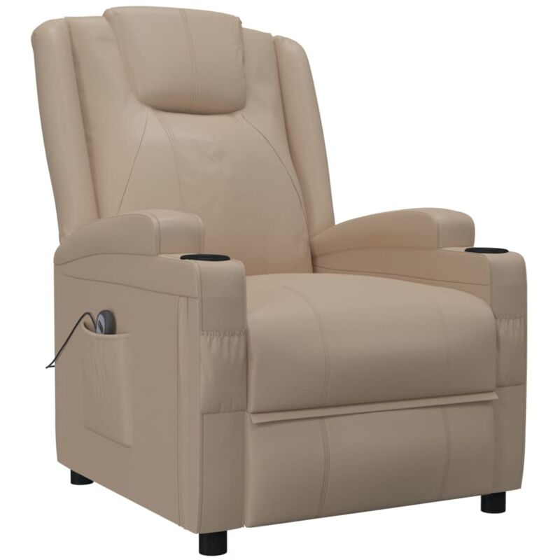 

Sillón eléctrico reclinable de cuero sintético cappuccino - Marrón - Vidaxl