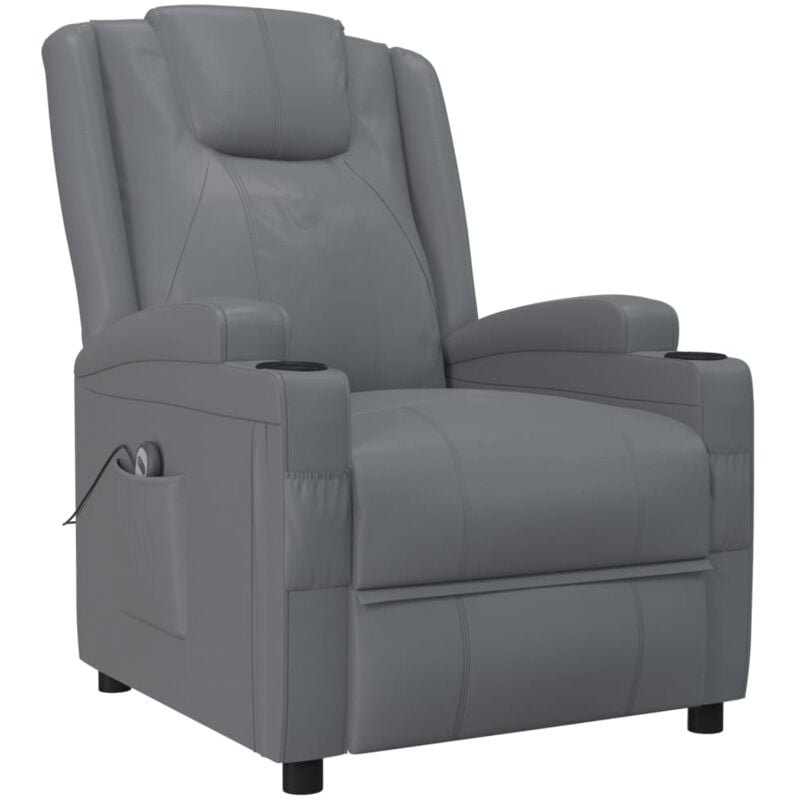 

vidaXL Sillón eléctrica reclinable de cuero sintética gris antracita - Antracita