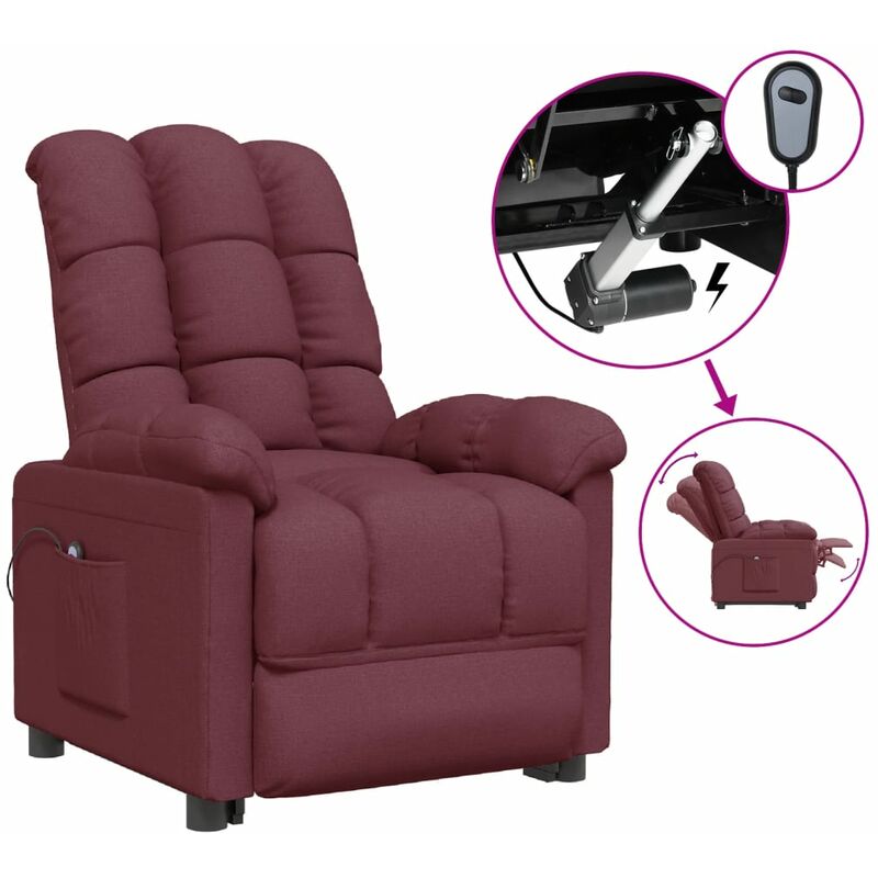 

Sillón eléctrico reclinable de tela morado - Púrpura - Vidaxl