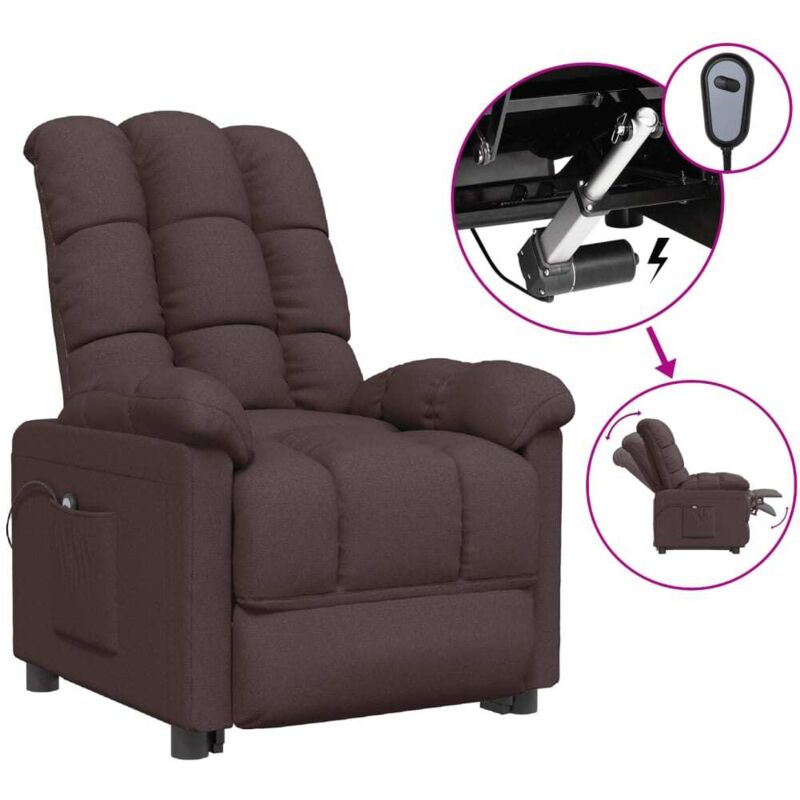 

Sillón eléctrico reclinable de tela marrón oscuro - Marrón - Vidaxl