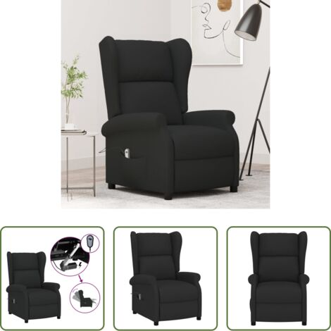 vidaXL Sillón eléctrico -  Sillón orejero reclinable eléctrico tela negro