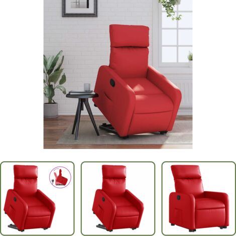 vidaXL Sillón eléctrico -  Sillón reclinable elevable cuero artificial rojo