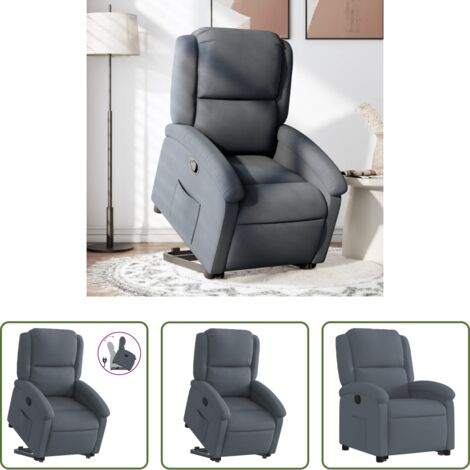 vidaXL Sillón eléctrico -  Sillón reclinable elevable terciopelo gris oscuro