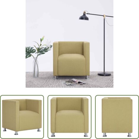vidaXL Sillón ergonómico -  Sillón en forma de cubo de tela verde