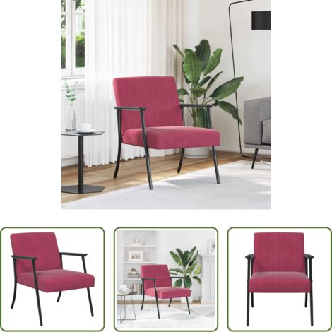 vidaXL Sillón ergonómico -  sillón Rojo vino 59 x 75 x 78 cm Terciopelo