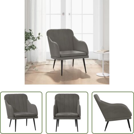 vidaXL Sillón gris oscuro -  Sillón de terciopelo gris oscuro 63x76x80 cm