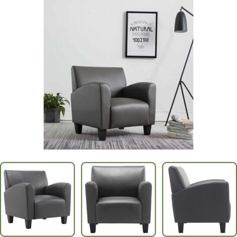 vidaXL Sillón gris -  Sillón de cuero sintético gris