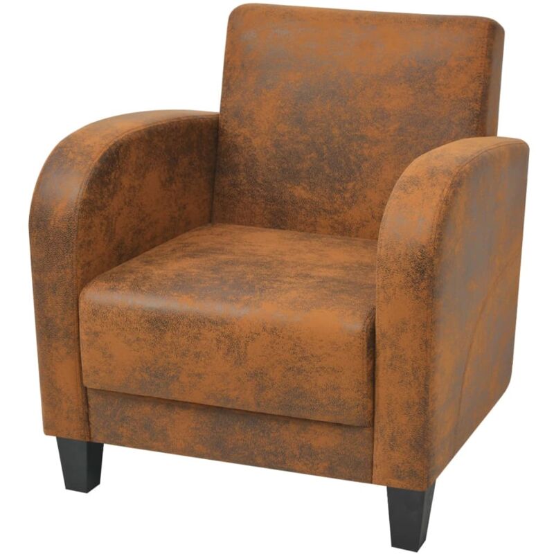 

Sillón de piel de ante artificial marrón - Marrón - Vidaxl