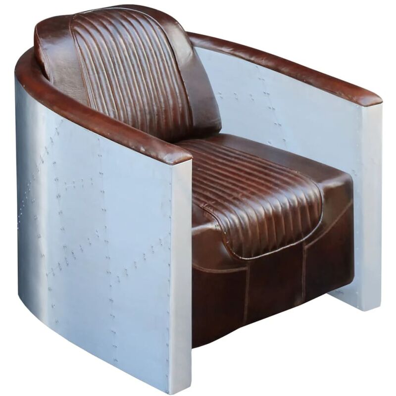 

Sillón Diseño de Cubo Cuero Auténtico Marrón Oscuro - Marrón - Vidaxl